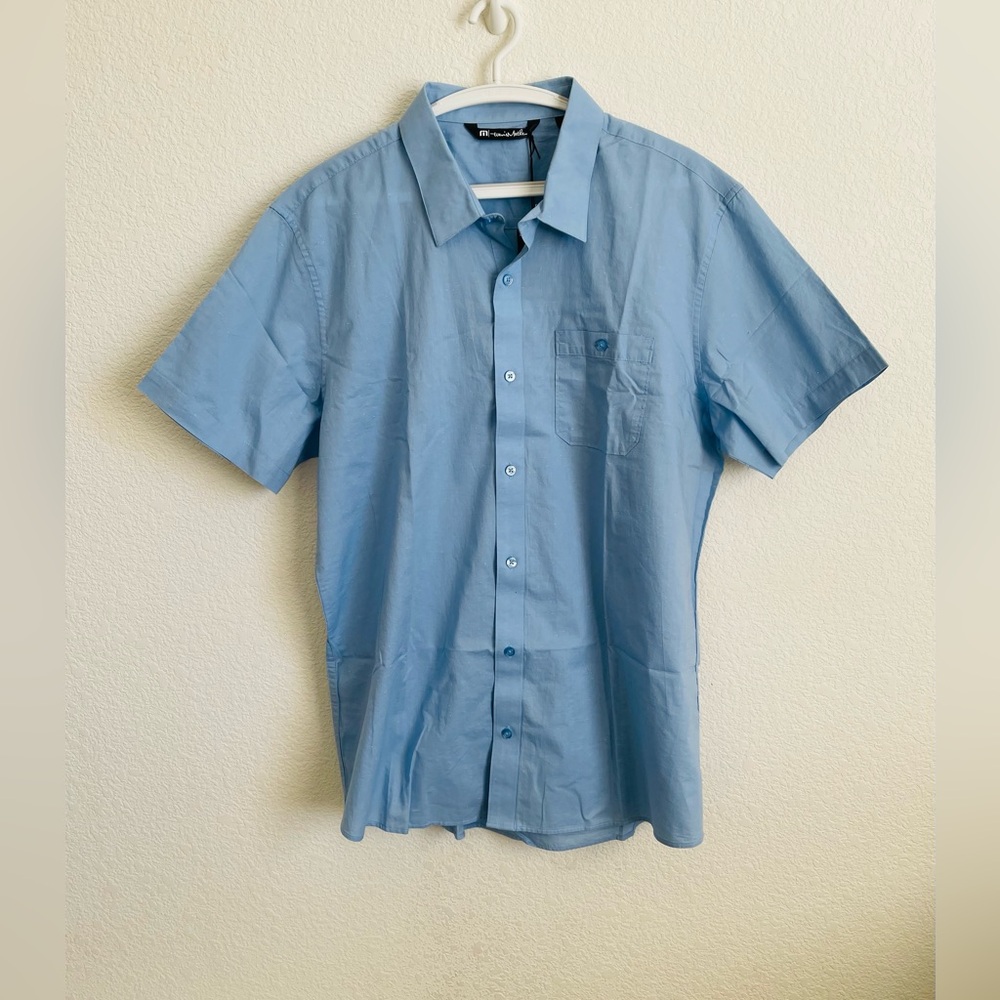 💃 TRAVIS MATHEW Classic Light Blue Collared Button Down Shirt Size XL NWT